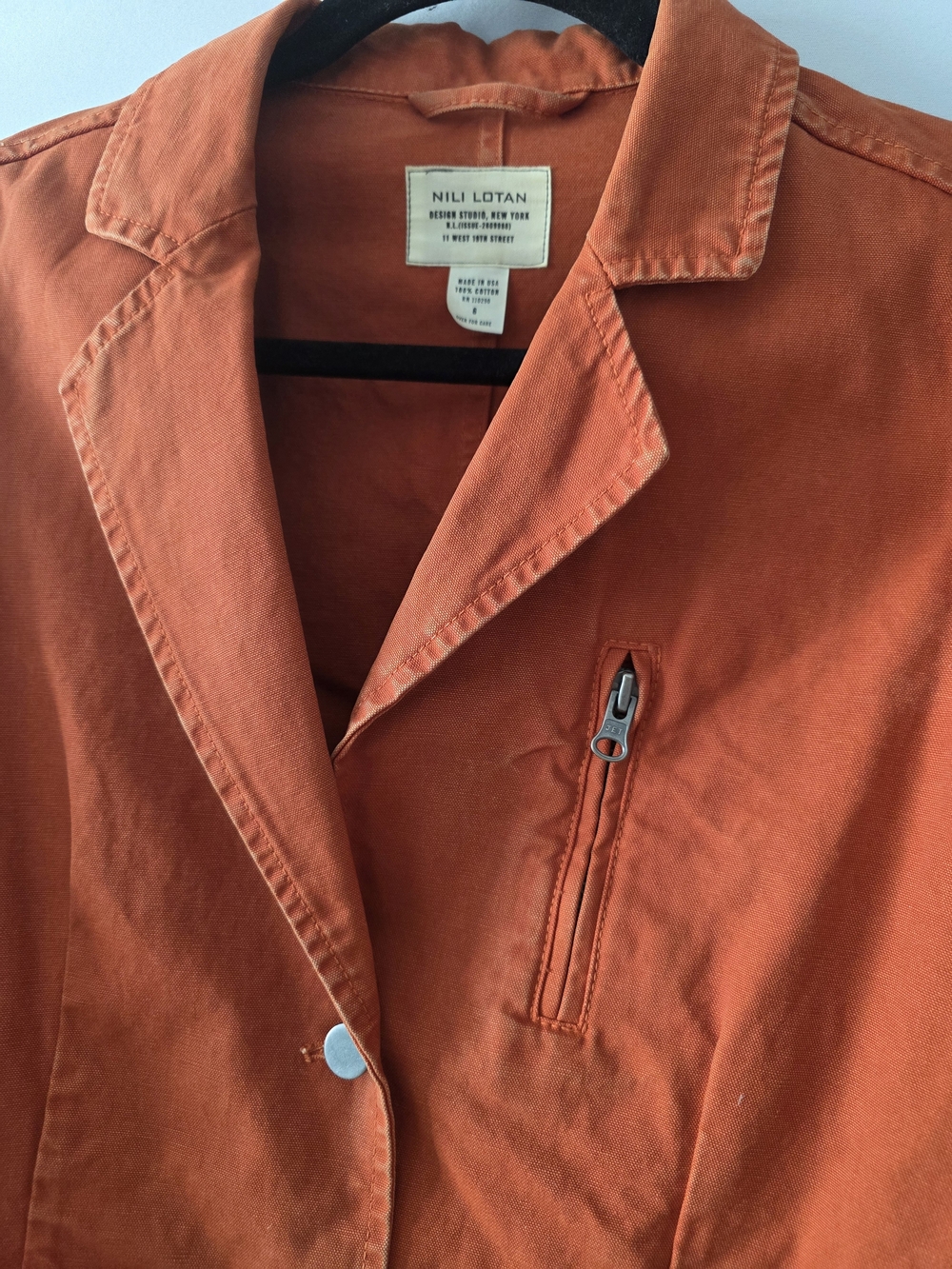 Nili Lotan Orange Cotton Blazer with Flap Pockets - Picture 2 of 4